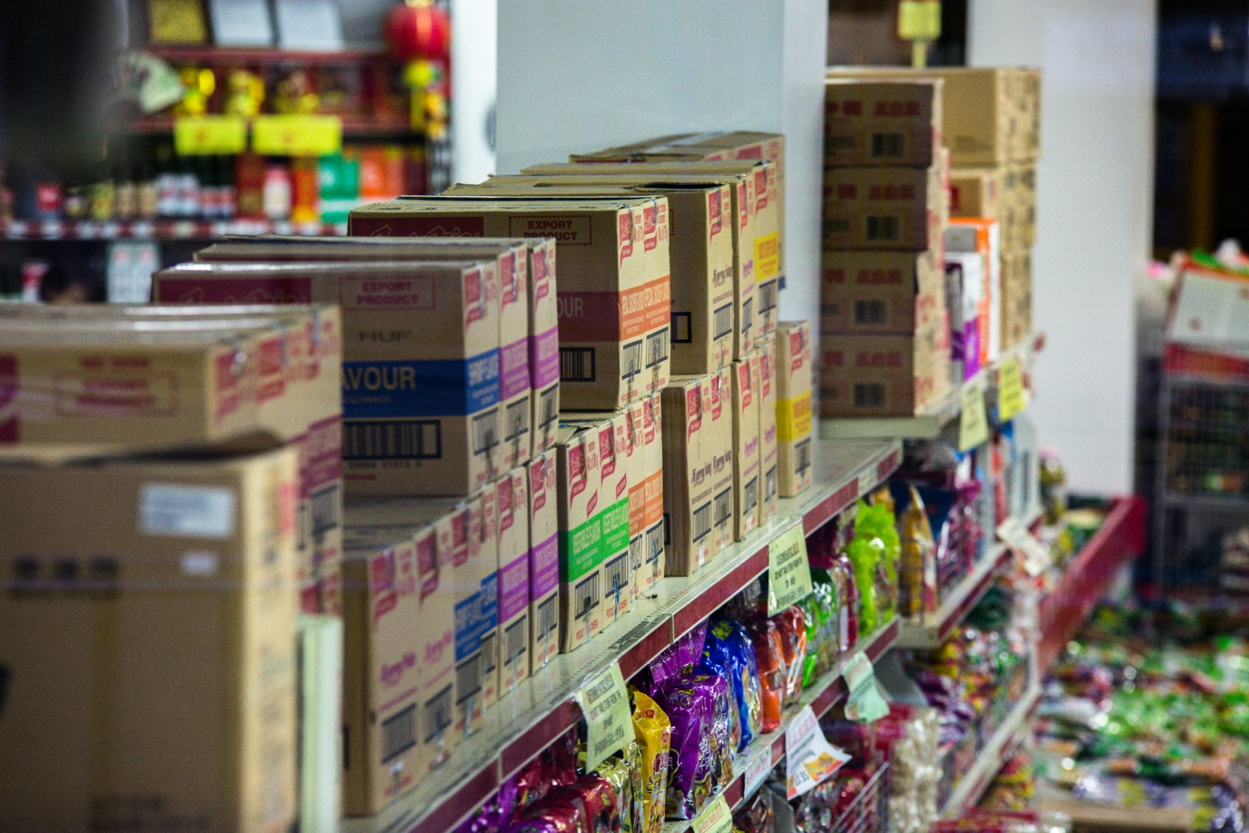 Colorful assortment of premium snacks and candy